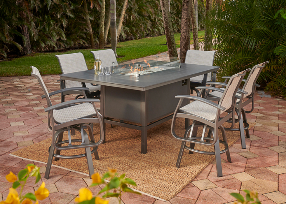 Commercial Rectangular Dining Firepit Tables for Hotels